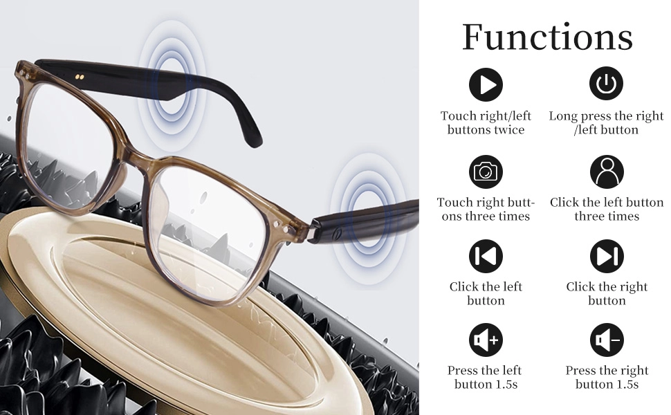 Bluetooth Audio Glasses - Anti-Blue Light Semi-Open-Ear IPX5 Waterproof