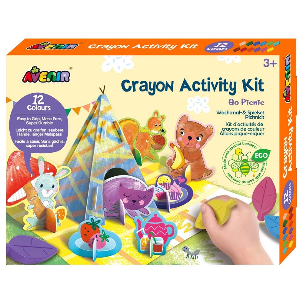 Avenir Crayon Activity Kit - 12x beeswax crayons 3D scene