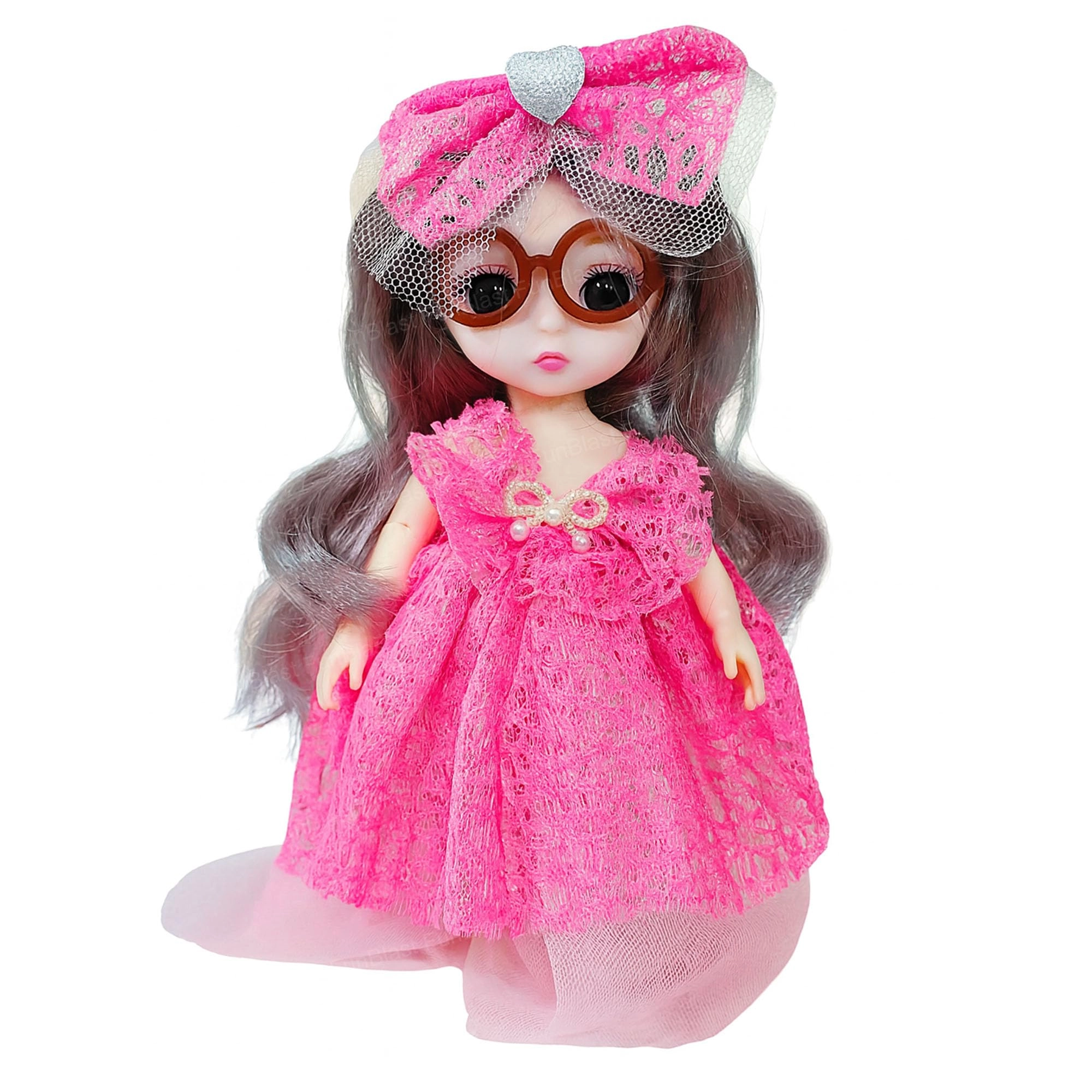 FunBlast Fashion Play Doll - RoseGold Long Hair Glasses