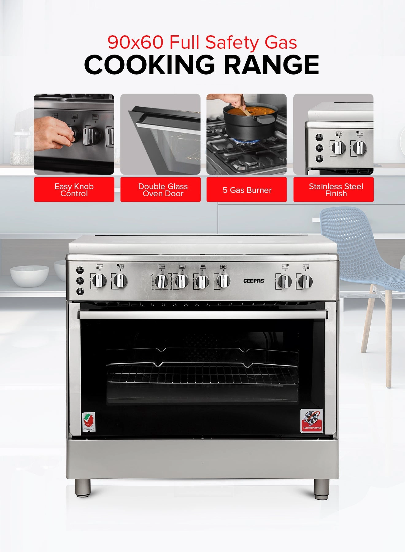 GCR9077FTCST GAS Cooker