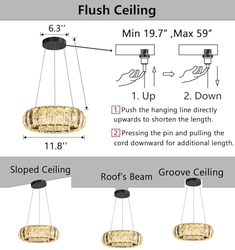 LED Ring Chandelier - min 3.9" to max 78"