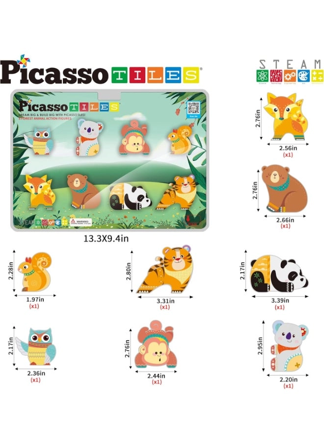 Magnetic Block Forest Animals - Fox Brown Bear Squirrel Tiger Panda Owl Monkey Koala 8 pcs