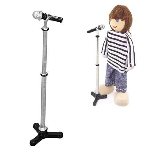 Dollhouse Microphone with Stand - 1:12 Black