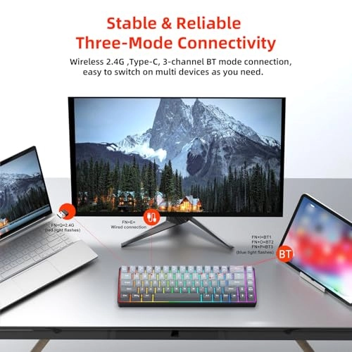 68 Key RGB Mechanical Gaming Keyboard - Wired/Wireless