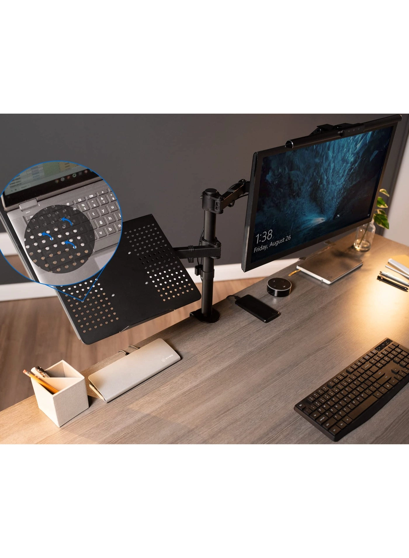 Monitor and Laptop Desk Mount - Single 13 to 32 inch 75x75mm 100x100mm