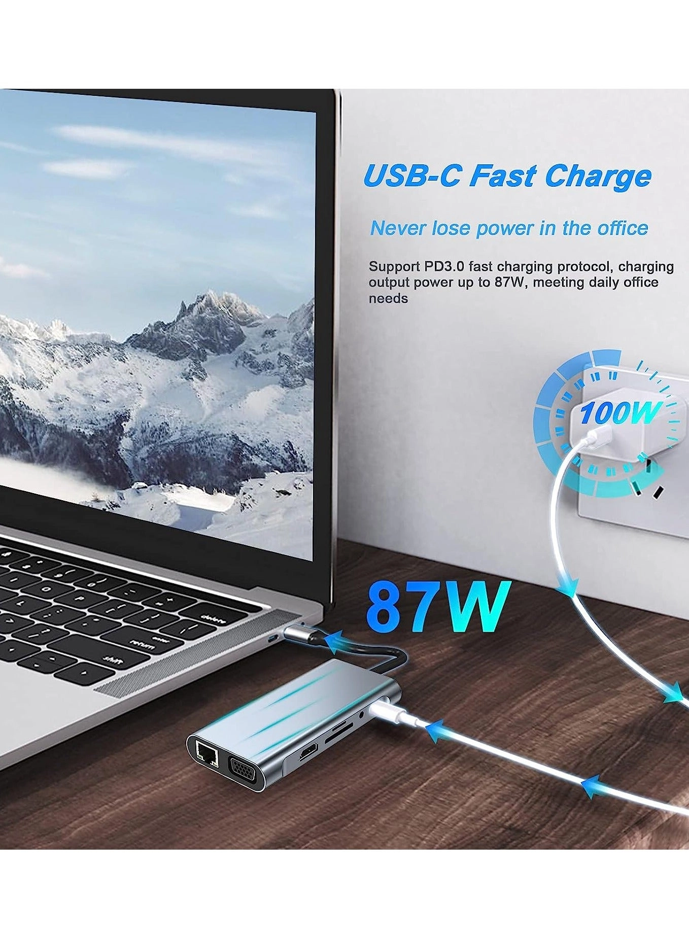 USB-C Hub - 11-in-1 4K HDMI PD Charging