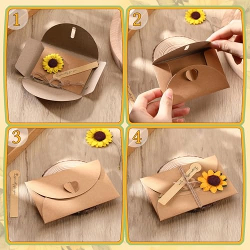 Sunflower Doll - knitted 15 x 5 cm + Keyring - stainless steel + Envelope with Dried Flowers