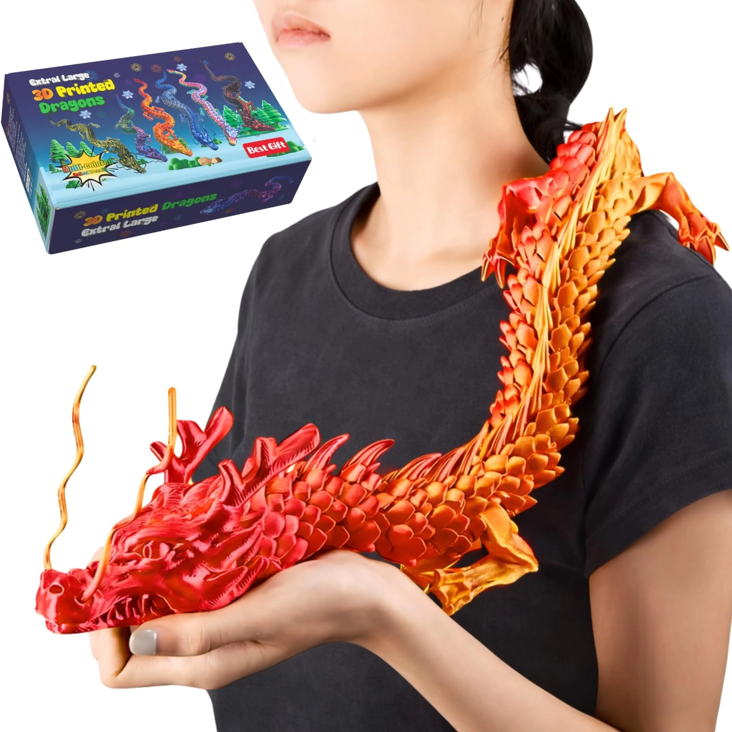 joyroud Articulated Dragon - 8 years and up 3D Printed Dragon Large 1.0 Count