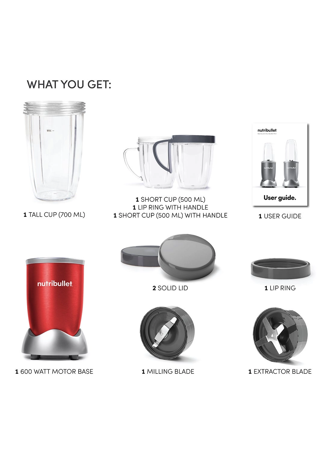 NBR-1212R - 9 Piece High-Speed Blender Mixer System Red