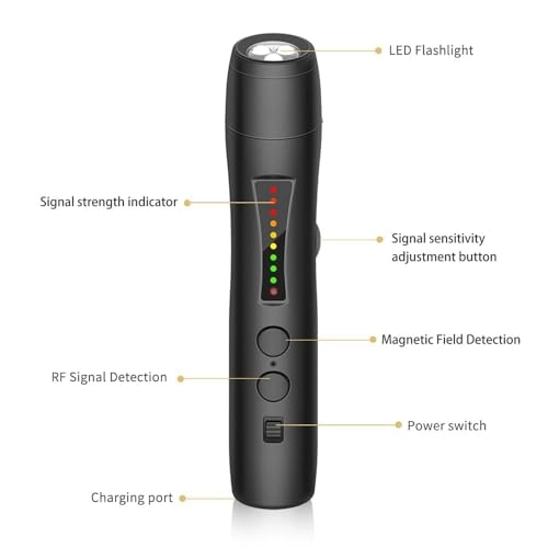 Hidden Camera Detector - RF Signal Scanner 0-15m 9 Levels Sensitivity