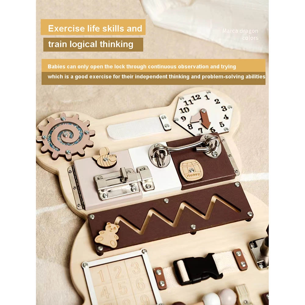 Bear Shaped Montessori Wooden Busy Board