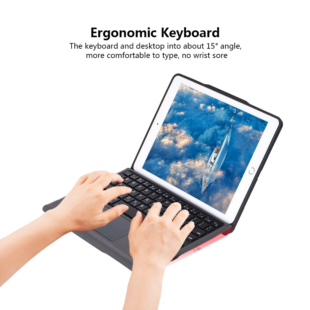 Keyboard Case with Touch Pad and Pencil Holder for iPad Air 2, iPad Pro 9.7-inch, iPad 9.7-inch (2017/2018)