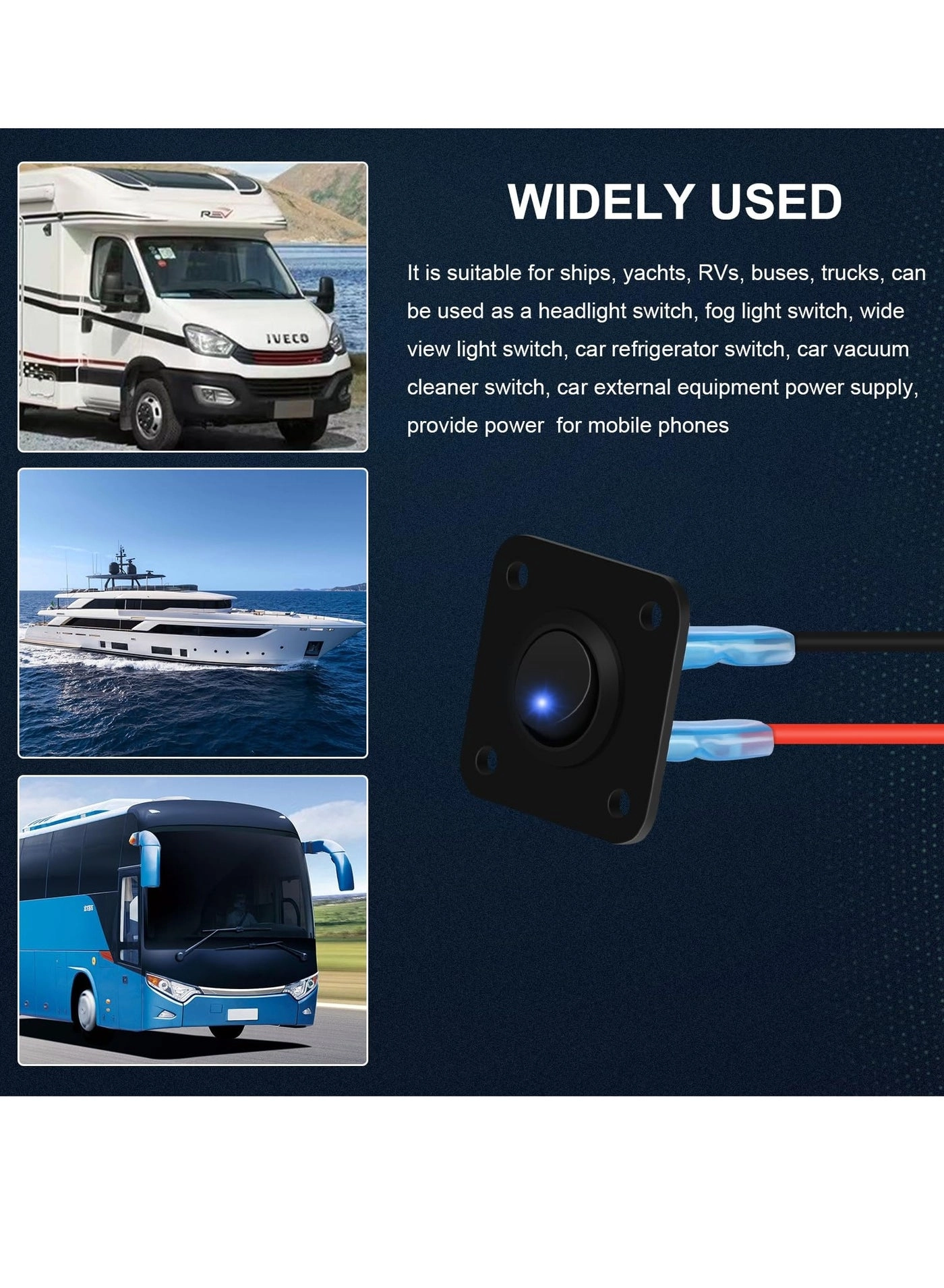 Rocker Toggle Switch Panel - DC 12V 20A USB Charger