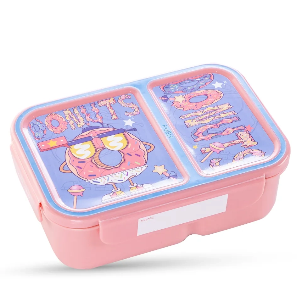 2 Compartment Bento Lunch Box - Donut Pink 1300ml