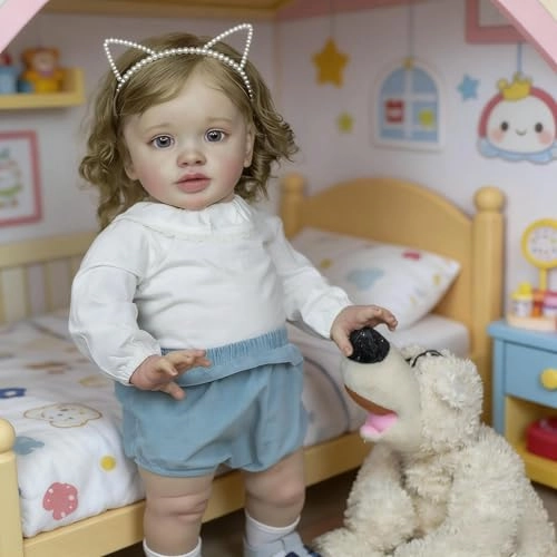 Pippa Reborn Baby Doll - 26 inch Cotton Vinyl Hand-rooted Curly Hair Ages 3+