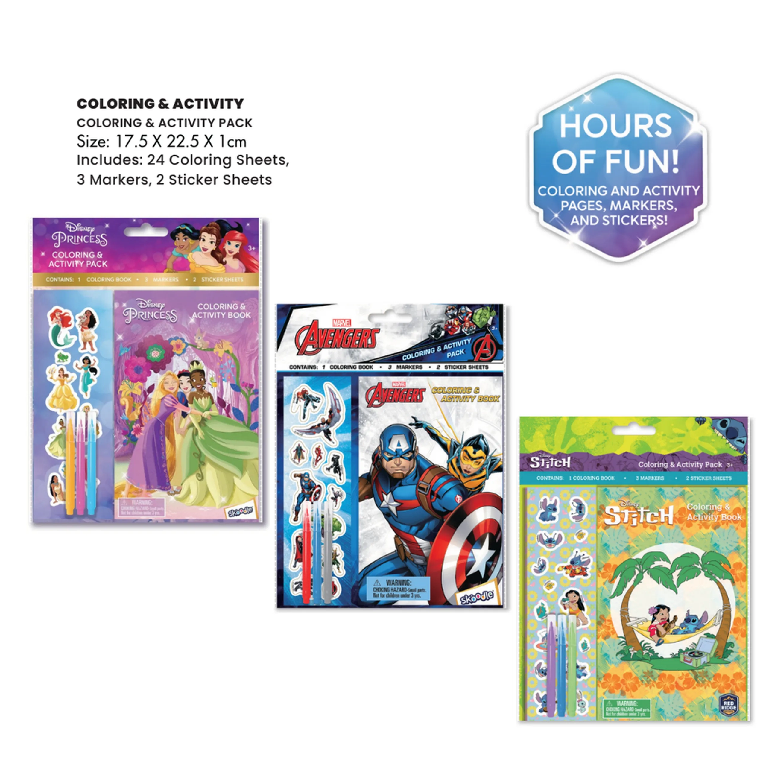 Stitch Coloring & Activity Set - 6 Pcs 3 Vibrant Markers