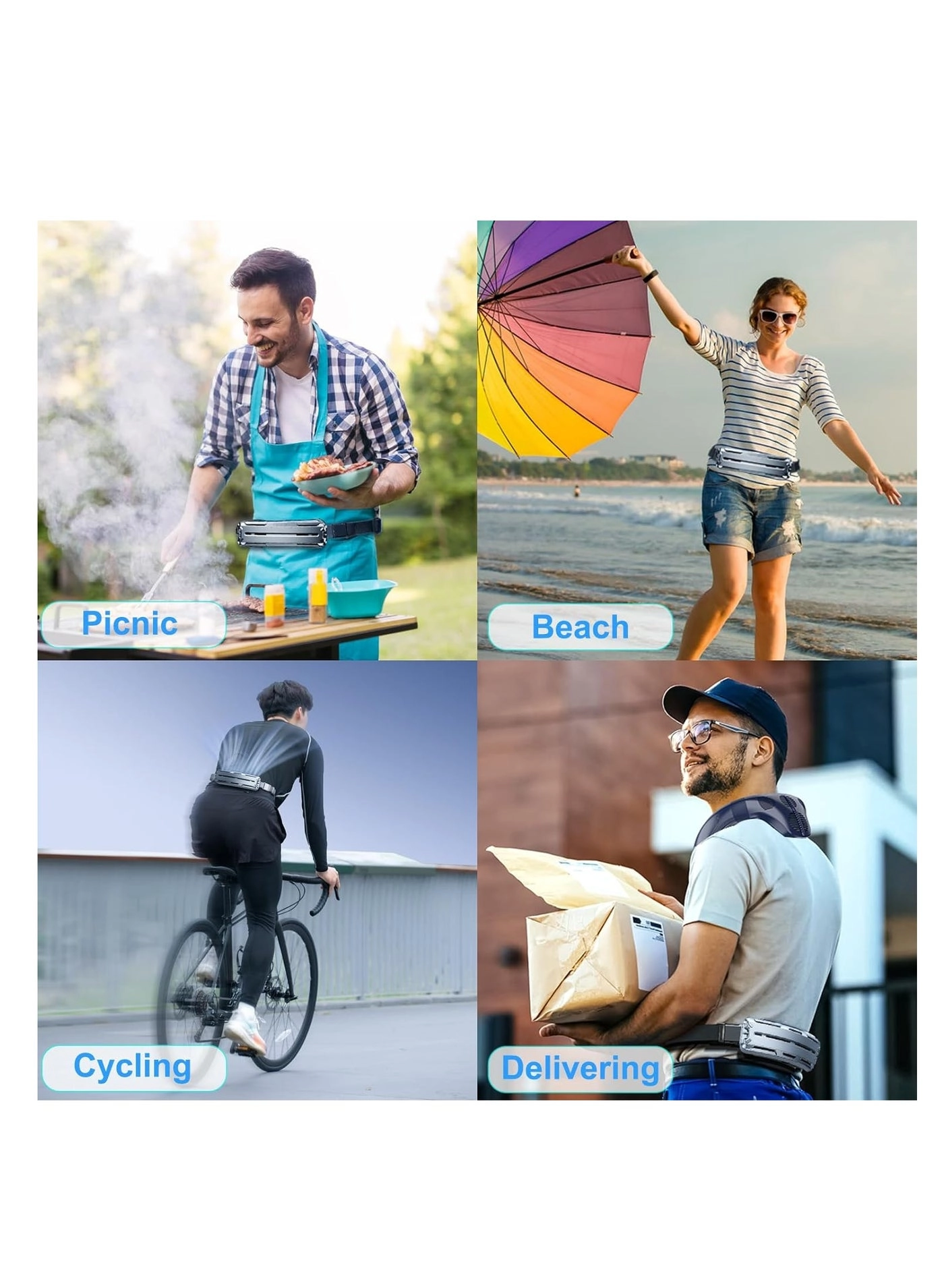 Portable Waist Fan - 2 Cooling Plates Rechargeable 3 Speeds