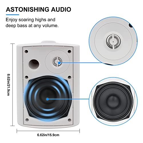 Passive Indoor Outdoor Speakers - 200W + Speakers Cables