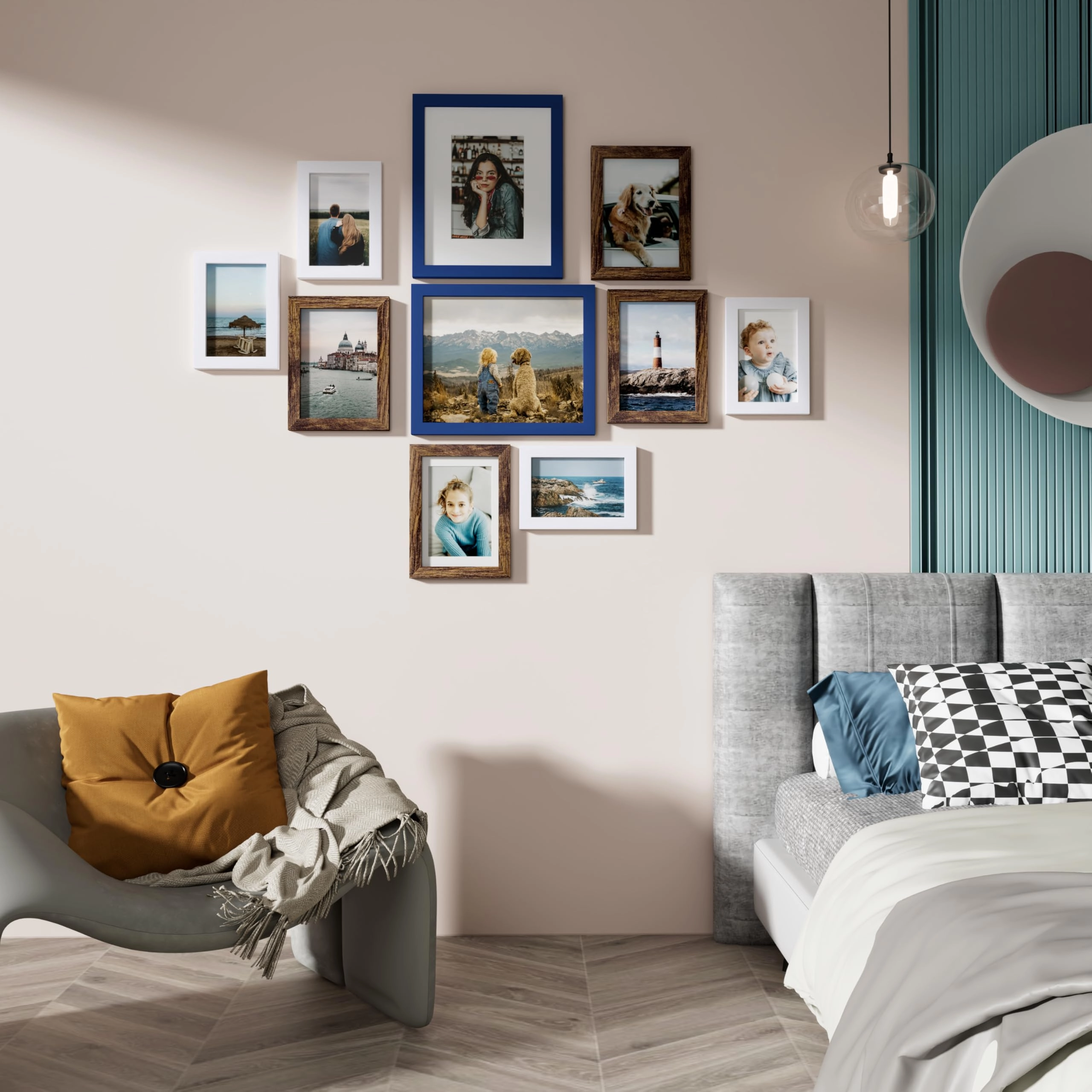 Picture Frames Set - 10 Pack Rustic Grey