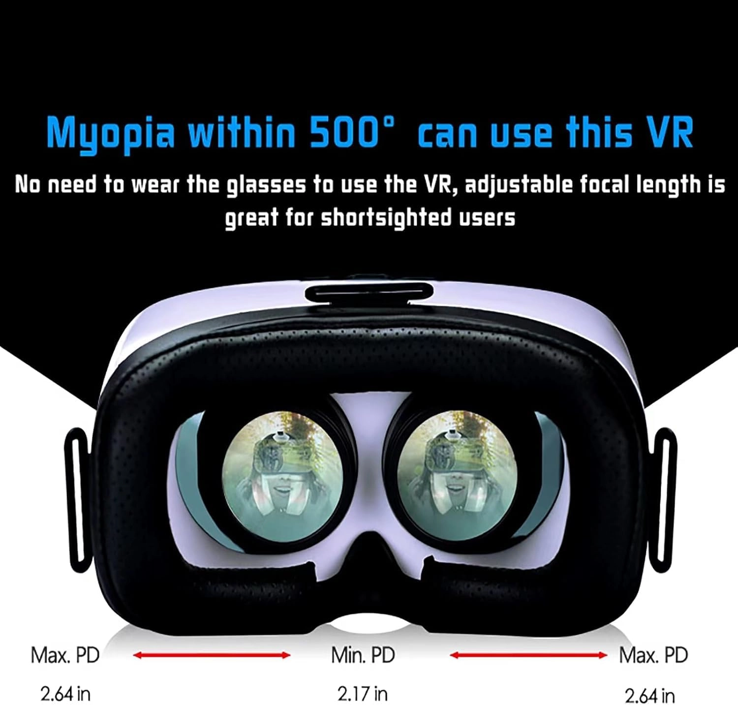 VR Headset - 4.5-6.3in Anti-Blue HD Lenses + Controller