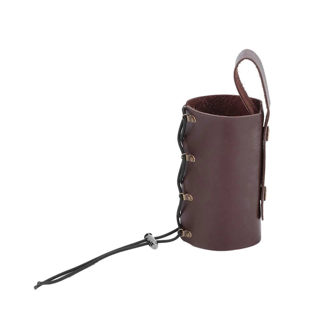 Bediffer Motorcycle Cup Holder - Adjustable PU Leather Brown
