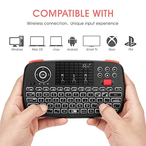 i4 - Multimedia Mini Wireless Bluetooth Keyboard Touchpad LED Backlit for Gaming Console