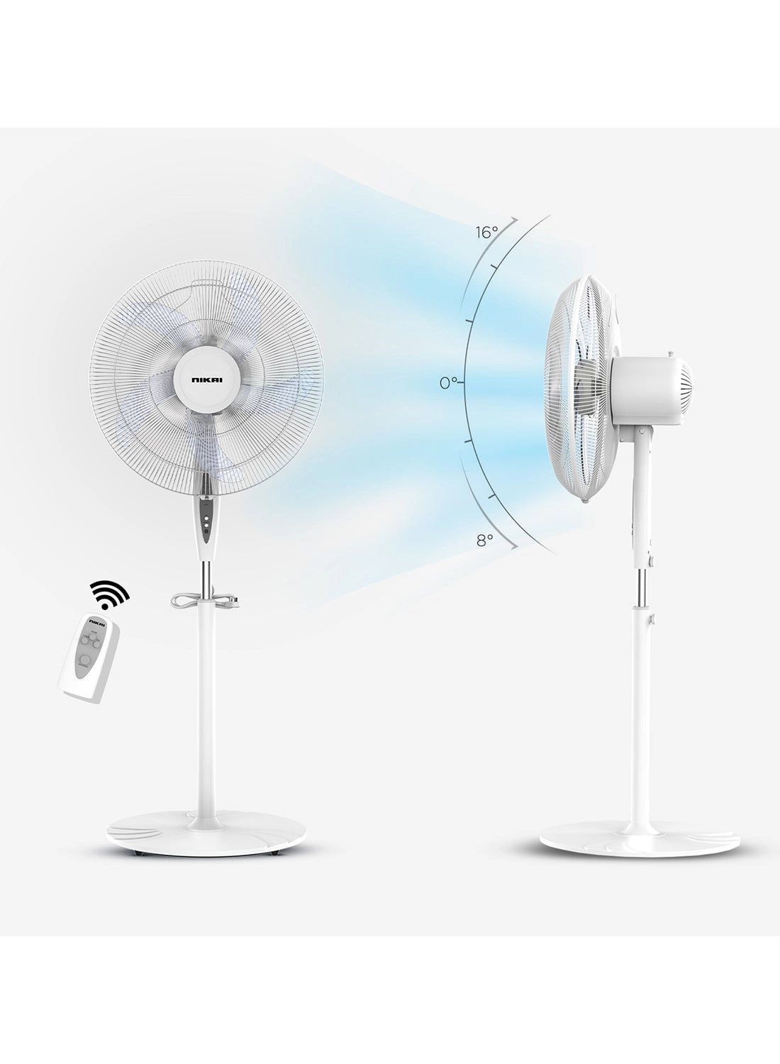 Nikai Pedestal Fan - 45W 3 Speeds Remote Timer