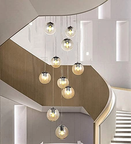 Long Chandelier - 10 lights Glass ball