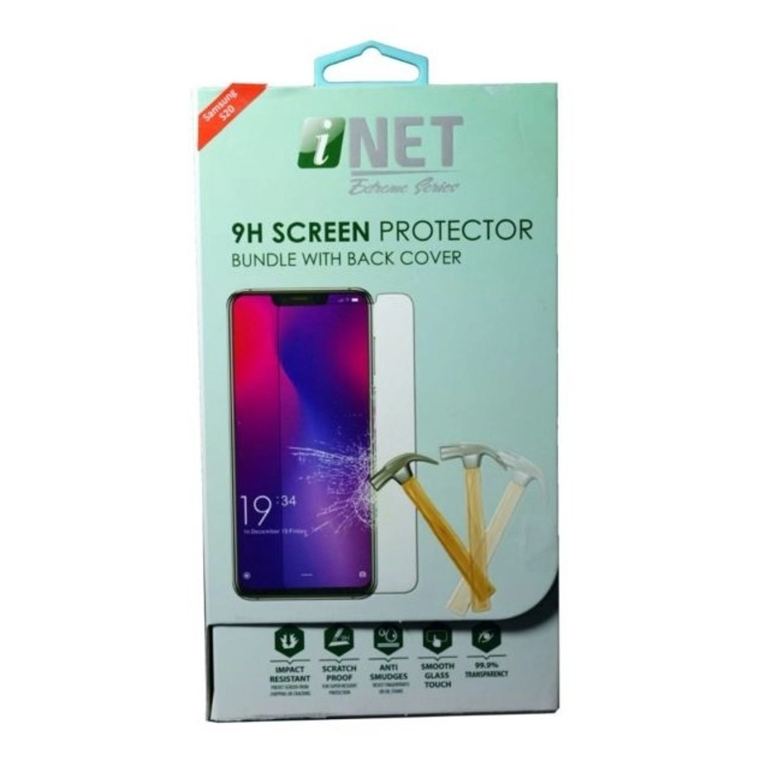 Inet Clear Tempered Glass Screen Protector + Clear Tempered Glass Back Protector for Huawei Mate 30 Pro