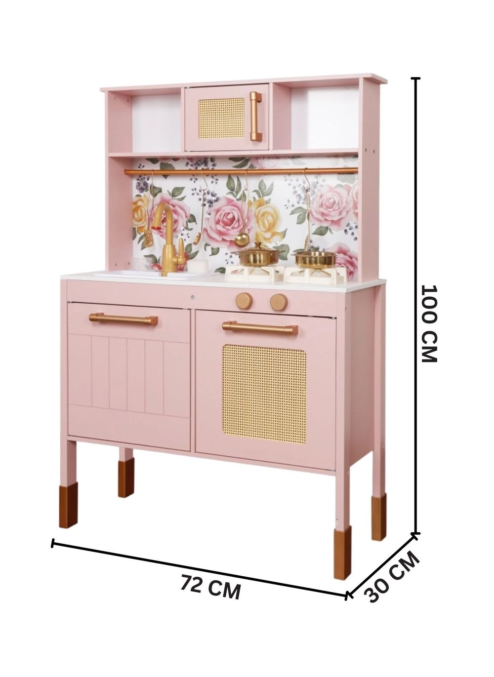 Kids Wooden Kitchen Pretend Play Set - 72 x 30 x 100 cm (5551007-W10C1042)