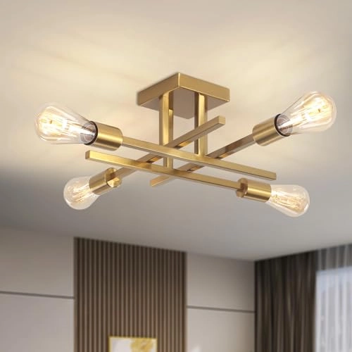 Gold Ceiling Light - 4 Lights E27