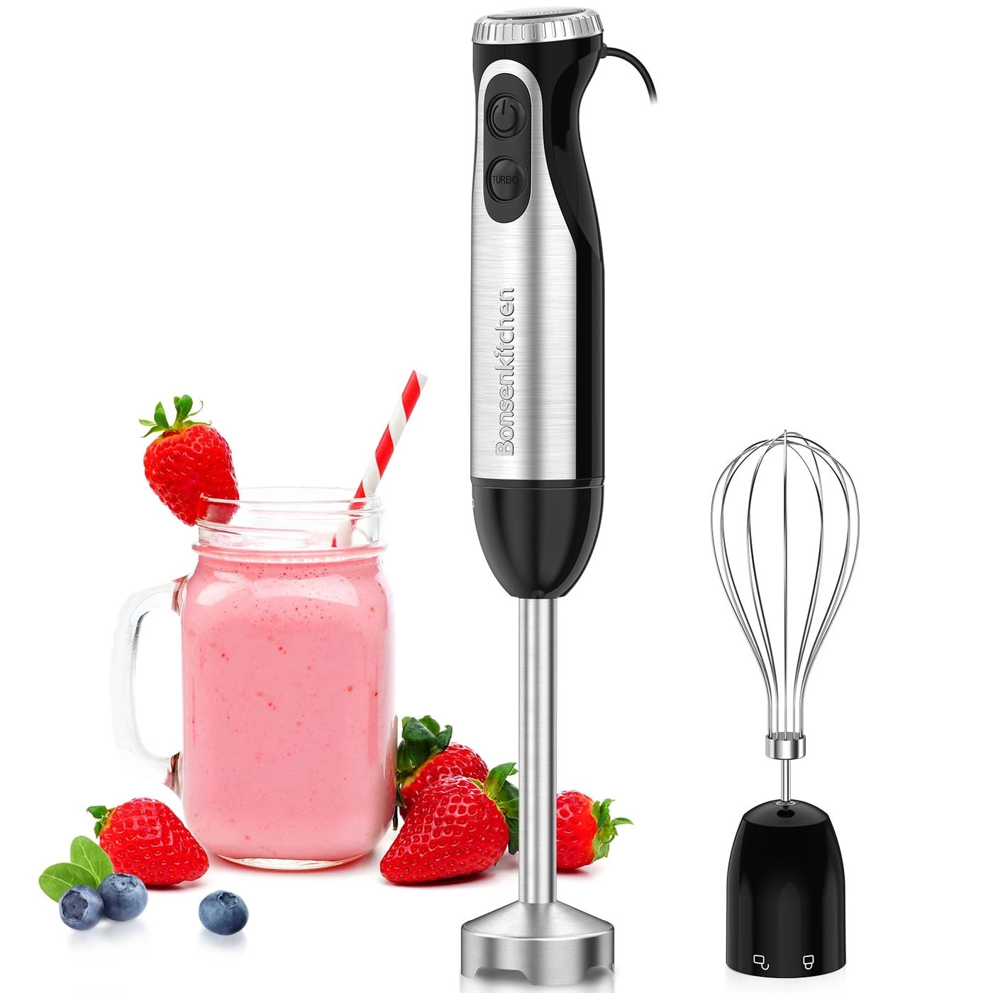 Immersion Blender - 20 Variable Speeds & Turbo, 4-in-1 Stainless Steel