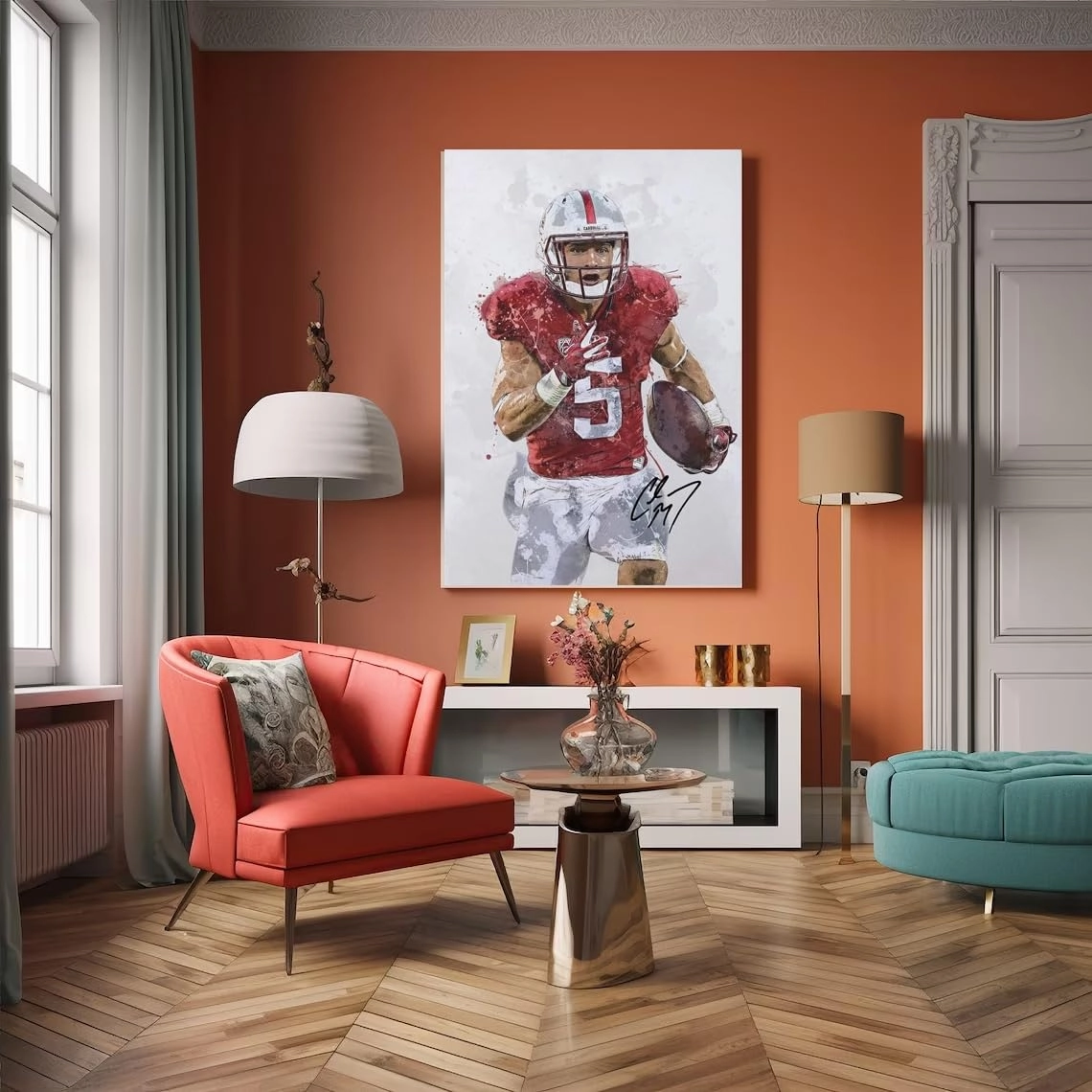 Christian McCaffrey Poster - Canvas 24 x 36 in Framed