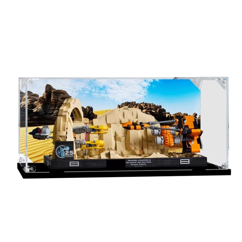 HCAEIOFJ Clear Acrylic Display Case (75380) - 13.77x7.87x5.90in. Black Bottom+background1