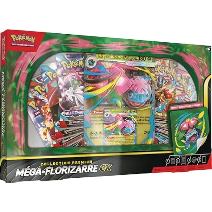 rayihni MEGA-FLORIZARRE-EX - 1 GLOSSY PROMO CARD 1 LARGE PROMO CARD 8 BOOSTERS
