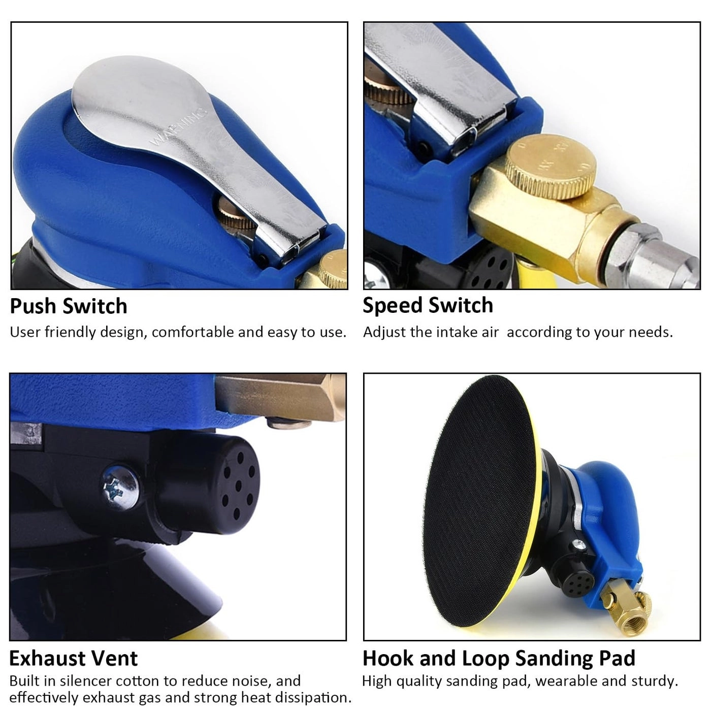 Pneumatic Air Random Orbital Sander - 6" Heavy Duty