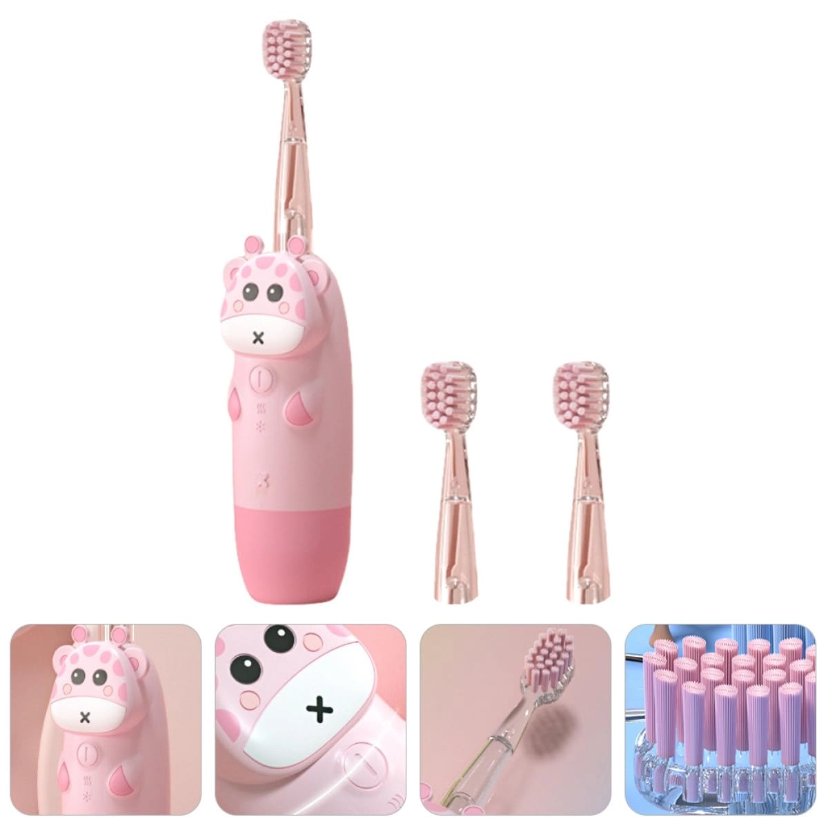 I4Y910TLSET06K14CTF - Sonic Electric Toothbrush Pink USB Rechargeable 4 Soft Bristle Heads