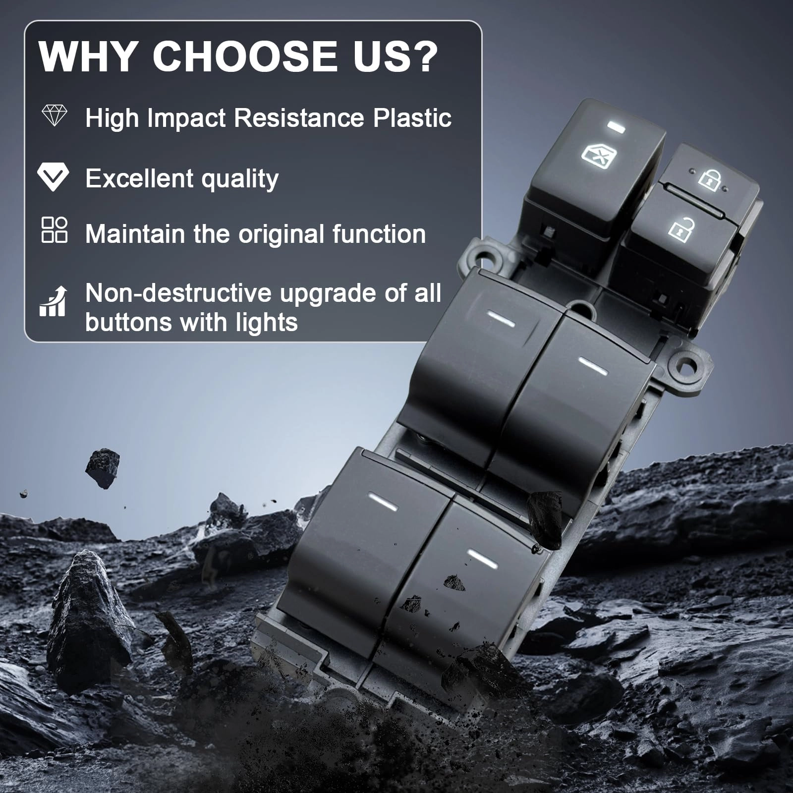 Power Window Switch Assembly - Driver Side Master Control with Installation Tool
