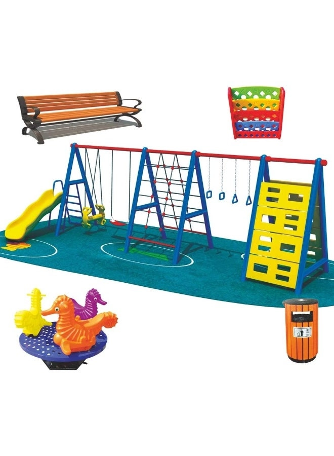 Multi Purpose Kids Outdoor Playing Equipments - 770x320x280cm 2+ Years