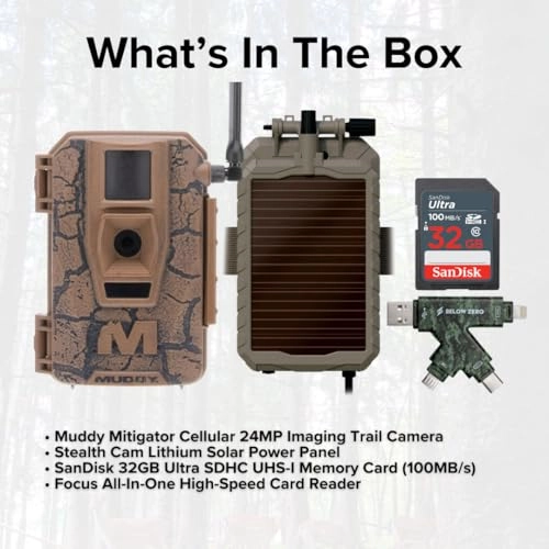 Mitigator - 24MP + Solar Power Panel + SDHC UHS-I Memory Card - 32GB + USB 2.0 Card Reader