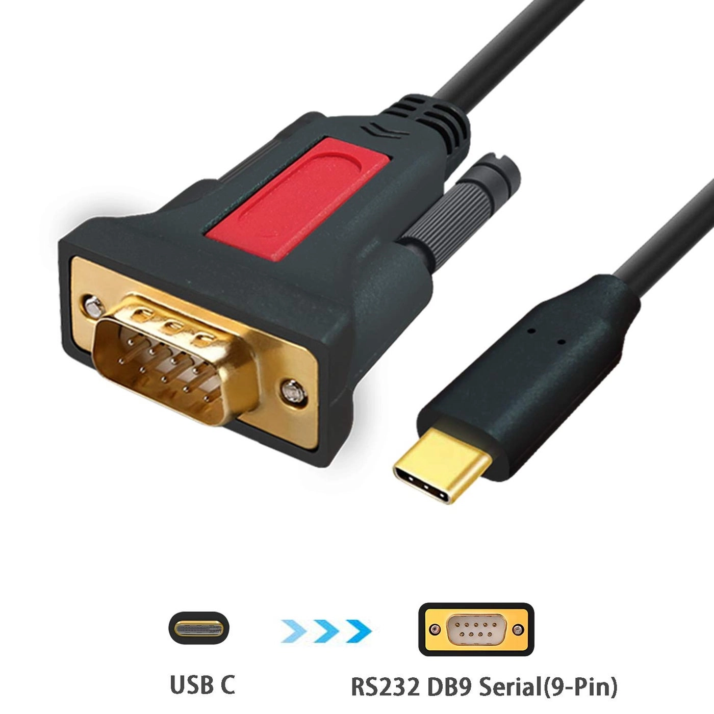 USB Type C to RS232 DB9 Serial Converter Adapter - Male to Female 9-Pin
