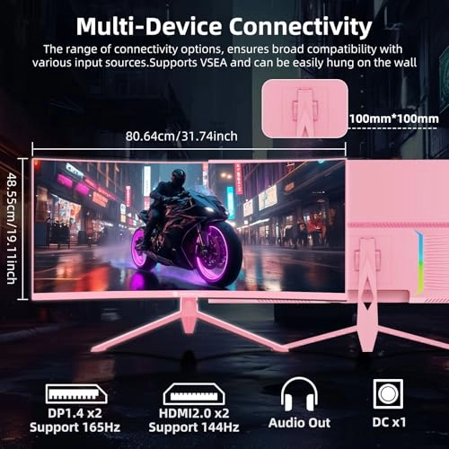 Curved Gaming Monitor - KR-34 Inch pink Curved Monitor 34 Inches 3440x1440