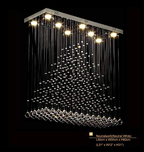 Stairs living room LED chandelier - 3 lighting effects K9 crystal chrome