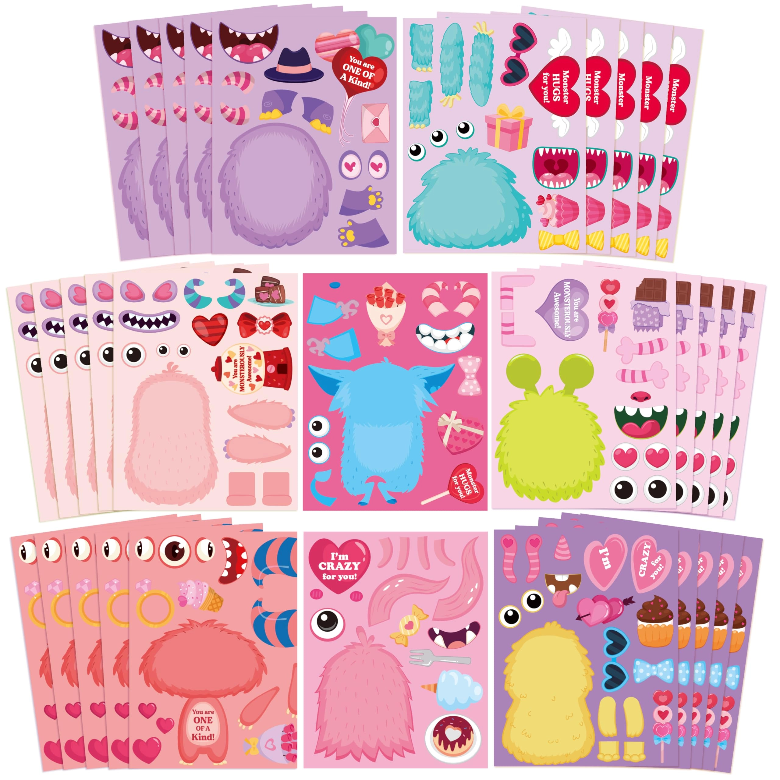 cy2side Valentines Monster Sticker Book 40 pcs