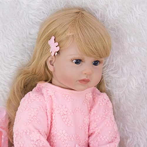 Reborn Baby Doll - 24 Inch Vinyl Cotton Body Pink Yarn Skirt Ages 3+