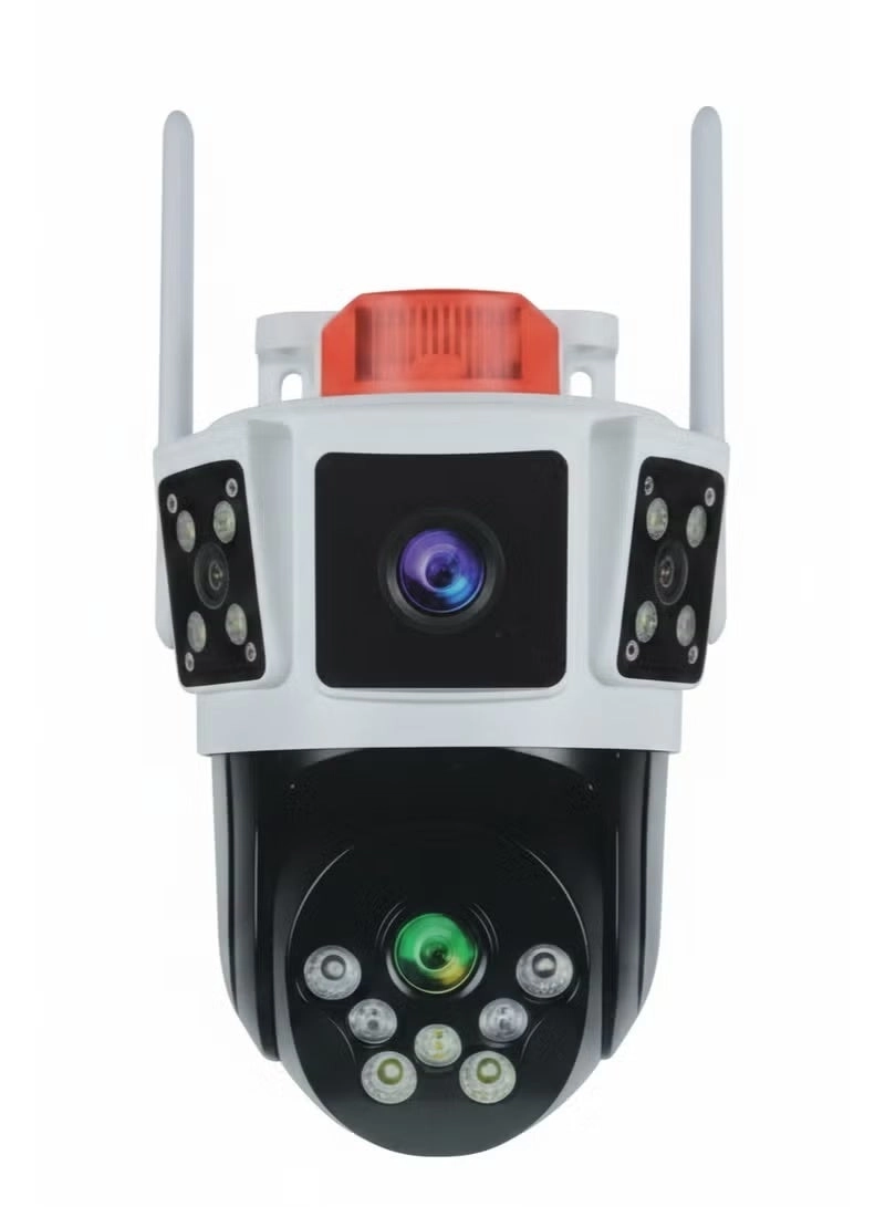 HONTON Solar Powered Multi-lens Warning Camera - 12MP 5G Wi-Fi 10X Zoom