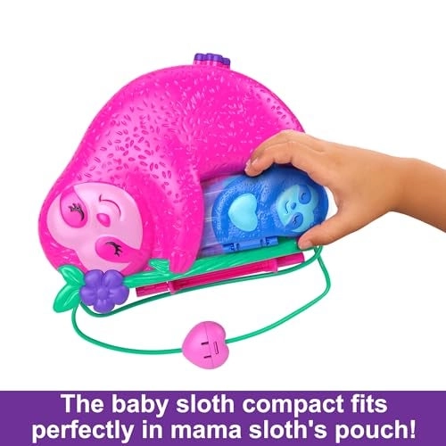 Sloth 2-in-1 Purse Compact - 2 Micro Dolls 12 Accessories Playset Travel Toy Ages 4+
