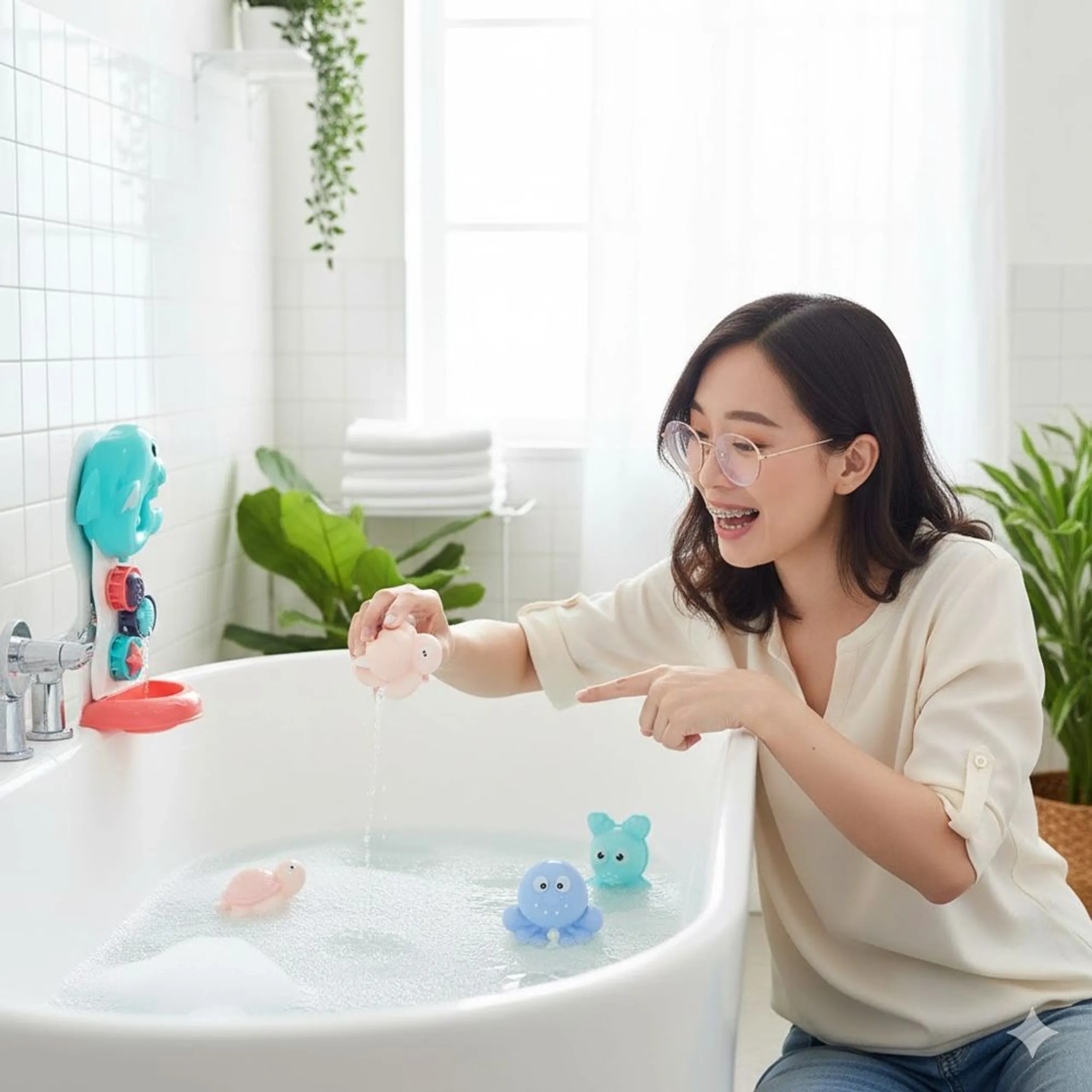 Dolphin Bath Waterfall - Multicolor