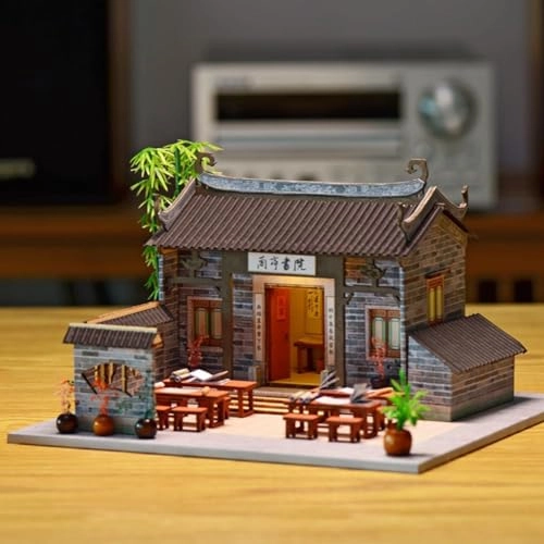 3D Wooden Puzzle Bookshelf Insert - Library of Books 1:24