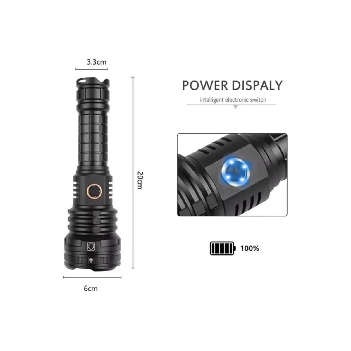 Super Bright LED Flashlight - USB Rechargeable Zoomable Tactical